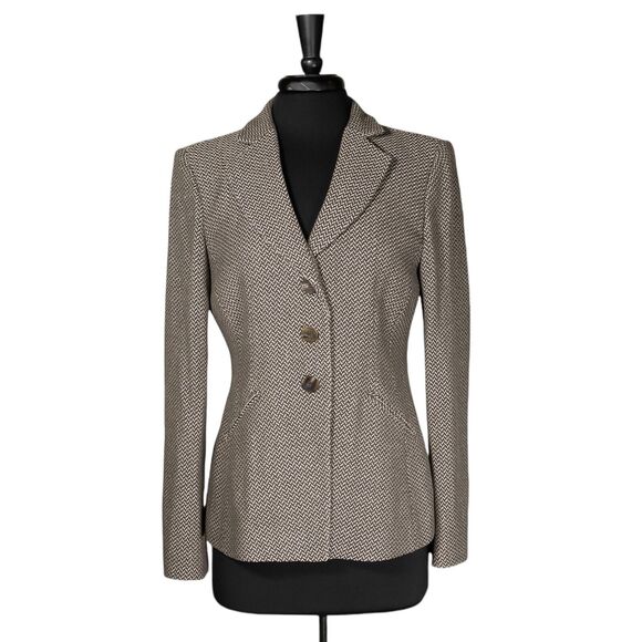Armani Collezioni Jackets & Blazers - Armani Collezioni Women's Blazer Brown Check Virgin Wool Blend Suit Jacket 10